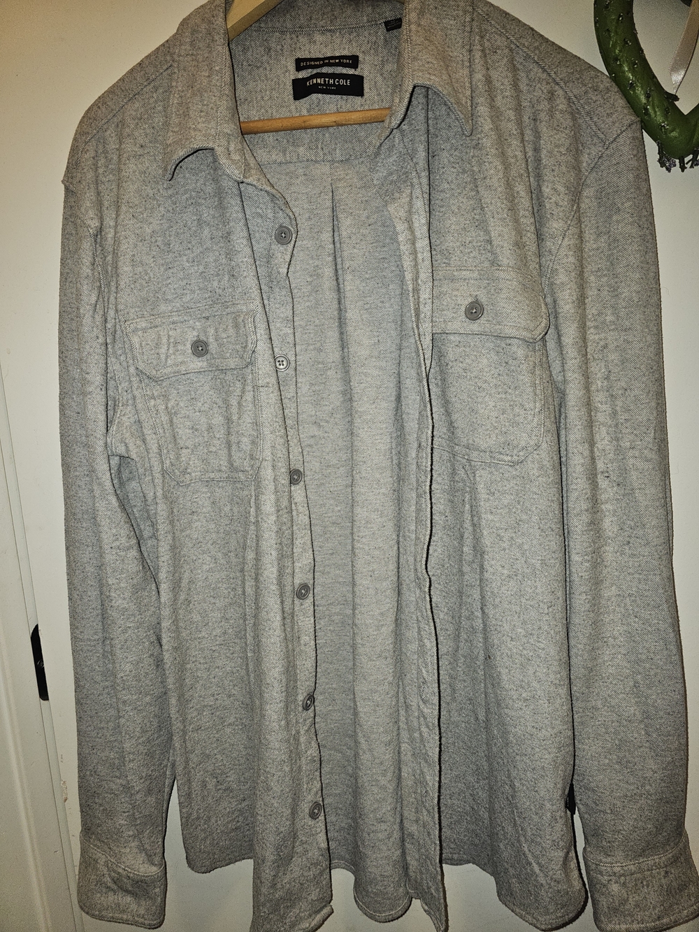 Kenneth Cole New York Men's Knit Shirt Jacket Shacket Gray SZ-Med E U C